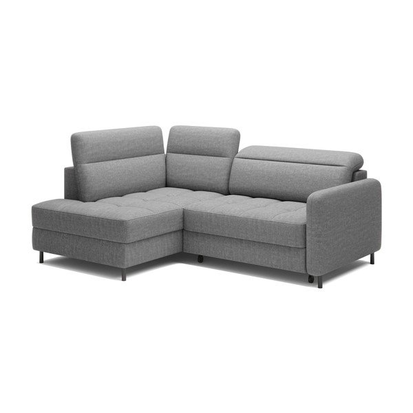 Colțar gri extensibil/cu spațiu de depozitare cu tapițerie din catifea (cu colț pe partea stângă/în formă de ”L”) Barea – ELTAP-image-2