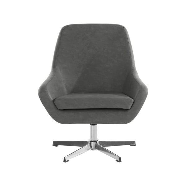 Fotoliu gri cu tapițerie din imitație de piele Naomi - Støraa-image-1