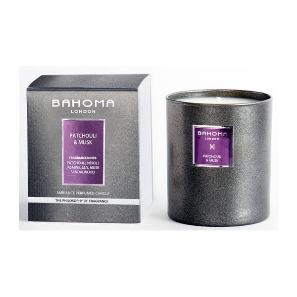 Lumânare parfumată Bahoma London, aromă de patchouli și mosc, 75 ore 