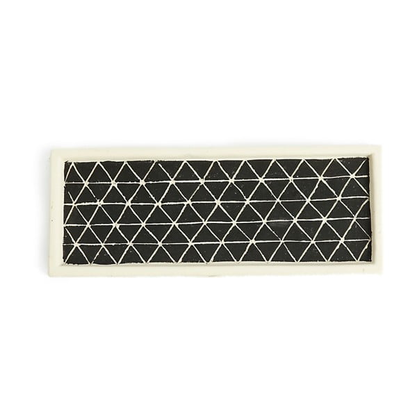 Tavă servire din ceramică Simla Diamond, 28 x 11 cm, negru