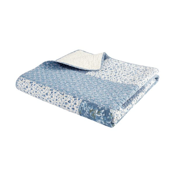 Cuvertură albastră matlasată din bumbac 220x230 cm Floral Patchwork – Bianca-image-2