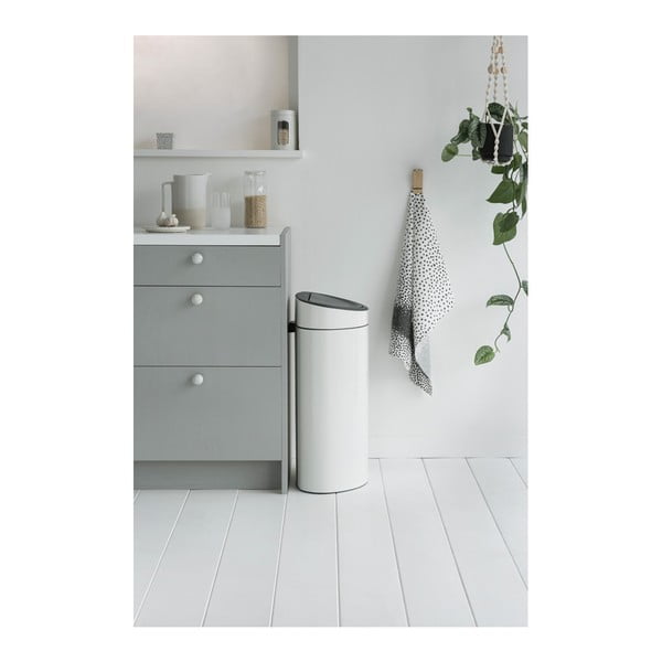 Coș de gunoi alb cu senzori de atingere din oțel 40 l Touch Bin – Brabantia-image-4