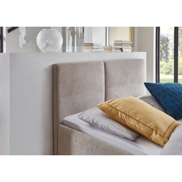 Pat matrimonial bej tapițat cu somieră 140x200 cm Piano – Meise Möbel-image-1