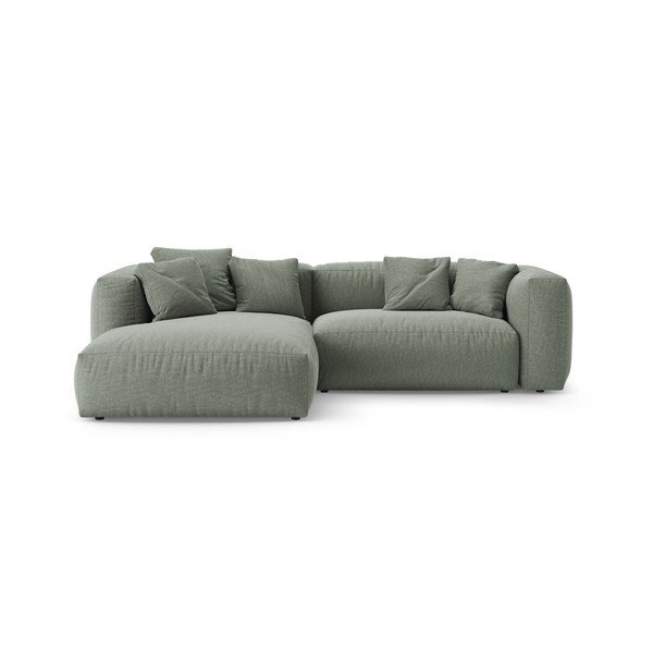 Colțar modular verde prăfuit extensibil (cu colț pe partea stângă/cu șezlong) – Micadoni 