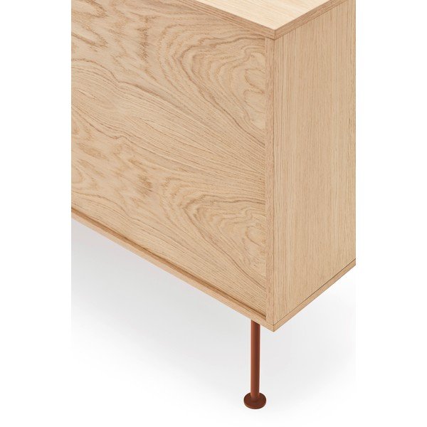 Comodă cu aspect de lemn de stejar Teulat Yoko, lățime 180 cm, roșu cărămiziu-image-1