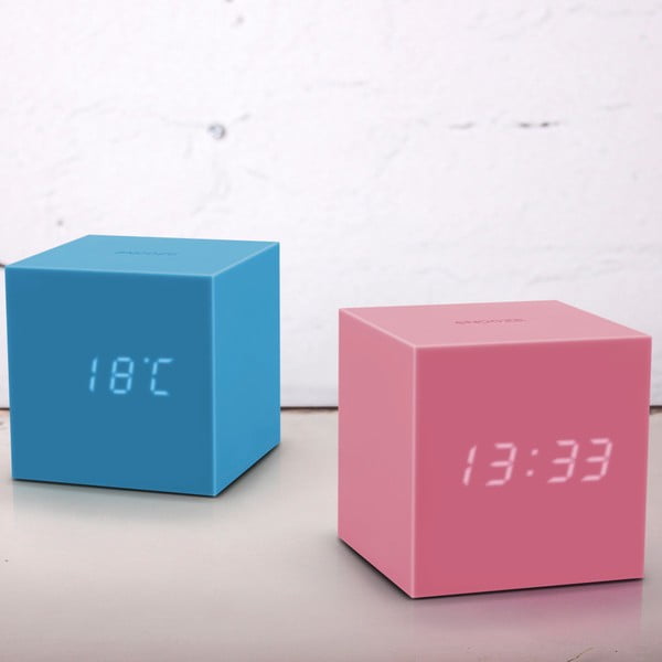 Ceas deșteptător cu LED Gingko Gravity Cube, albastru-image-1