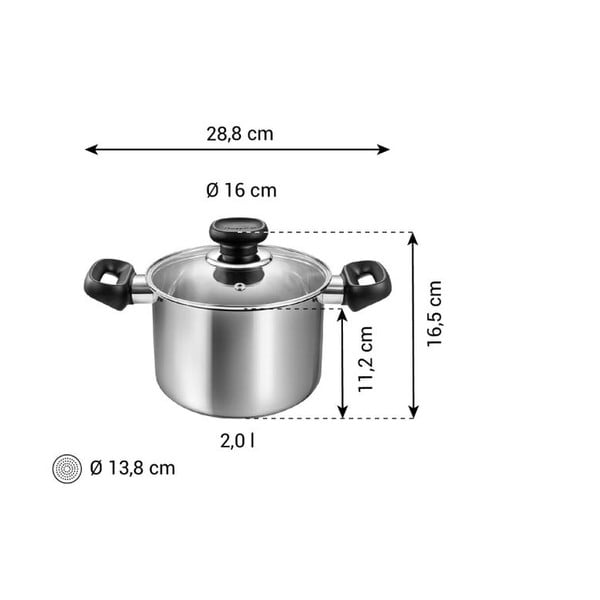 Oală cu capac din oțel inoxidabil 2 l adecvată pentru plita cu inducție Brava – Tescoma-image-3