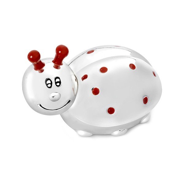 Cutiuță pentru dinți de lapte argintiu-lucios din metal 7x5x5 cm Ladybird – Zilverstad-image-1