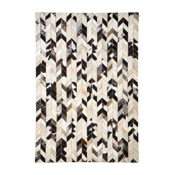 Covor cu detalii din piele și lână Premier Housewares Safira, 170 x 120 cm, maro