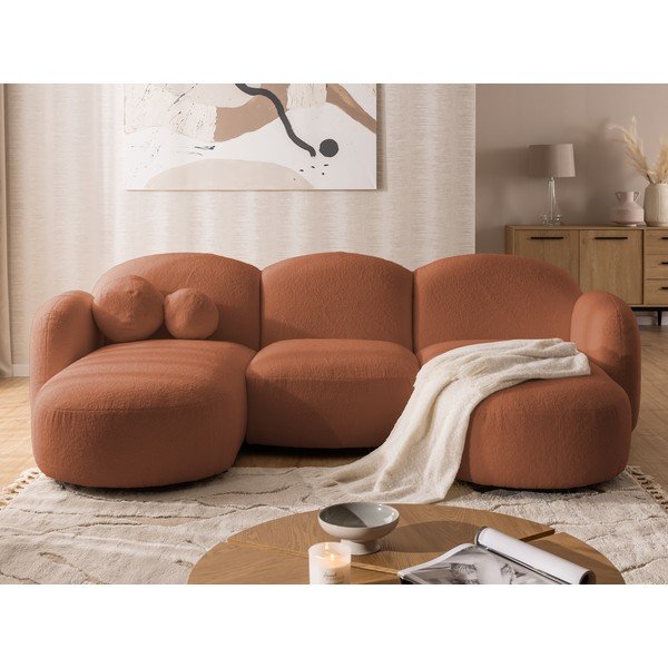 Colțar teracotă cu tapițerie din țesătură bouclé (în formă de "U") Orbit – Ropez-image-1