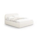 Pat matrimonial fildeș tapițat cu spațiu de depozitare cu somieră 180x200 cm Juno – Windsor & Co Sofas