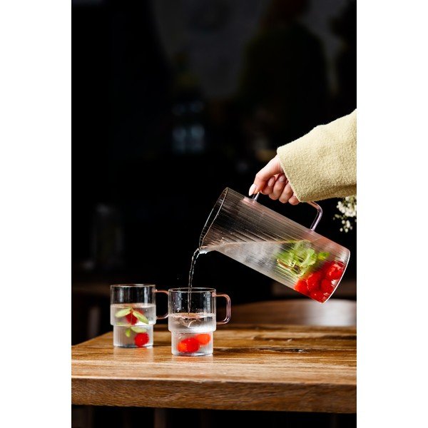 Căni roz 2 buc. pentru cappuccino din sticlă 350 ml Livio – Vialli Design-image-3