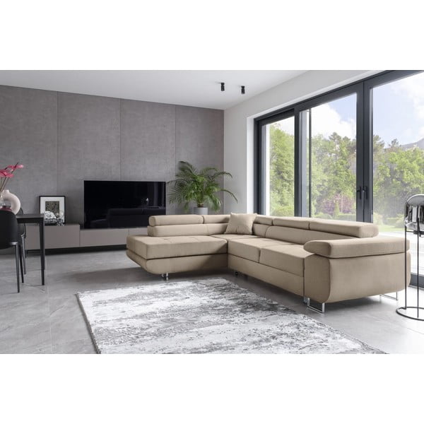 Colțar bej extensibil/cu spațiu de depozitare (cu colț pe partea stângă/în formă de ”L”) Anton – ELTAP-image-3