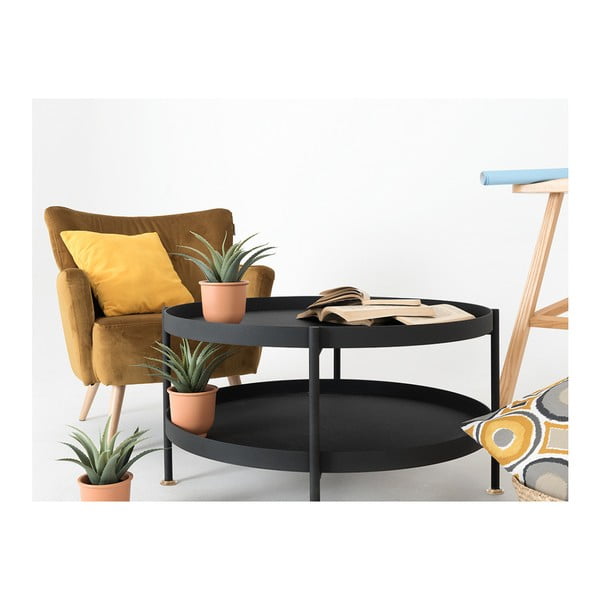 Masă de cafea CustomForm Hanna, ⌀ 60 cm, negru-image-2