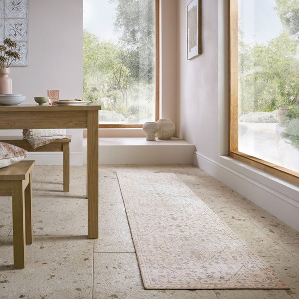 Covor tip traversă crem lavabil 60x230 cm Teo Traditional – Flair Rugs-image-1