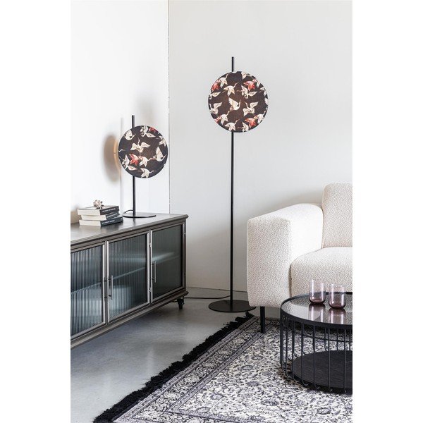 Veioză neagră cu abajur textil (înălțime 71 cm) Jaylee – White Label-image-1