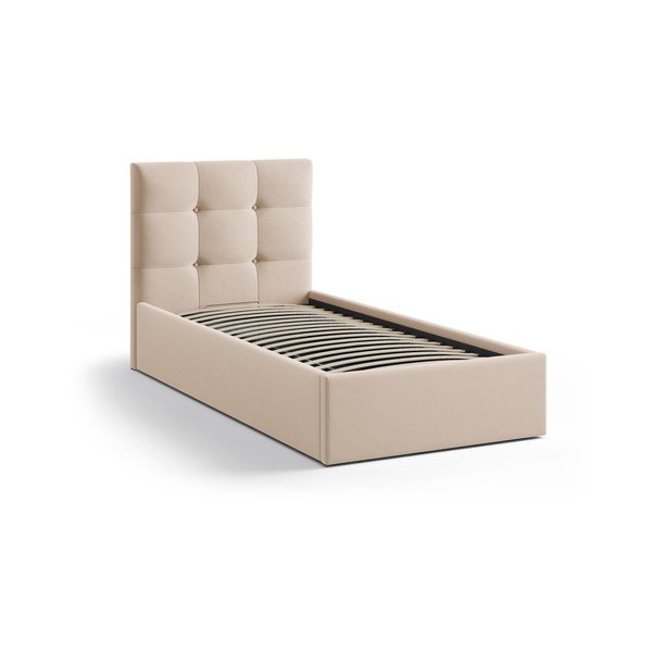 Pat maro deschis tapițat cu spațiu de depozitare cu somieră 90x200 cm Phaedra – Micadoni -image-2