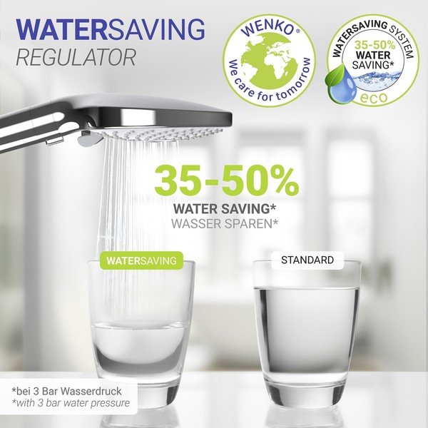 Cap de duș argintiu lucios din plastic ø 12 cm Water Saving – Wenko-image-2