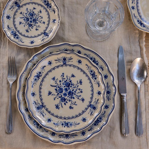 Farfurie albastră/bej pentru desert  din gresie ø 21 cm Vila – Costa Nova-image-3