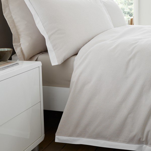 Lenjerie de pat crem din bumbac percal pentru pat de o persoană 135x200 cm Seersucker Woven Stripe – Bianca-image-4