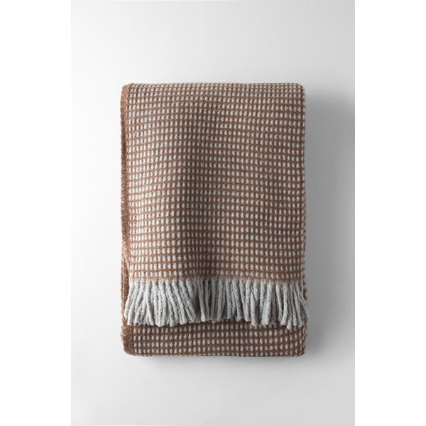 Pătură maro din amestec de bumbac 140x180 cm Uniwaffle – Euromant