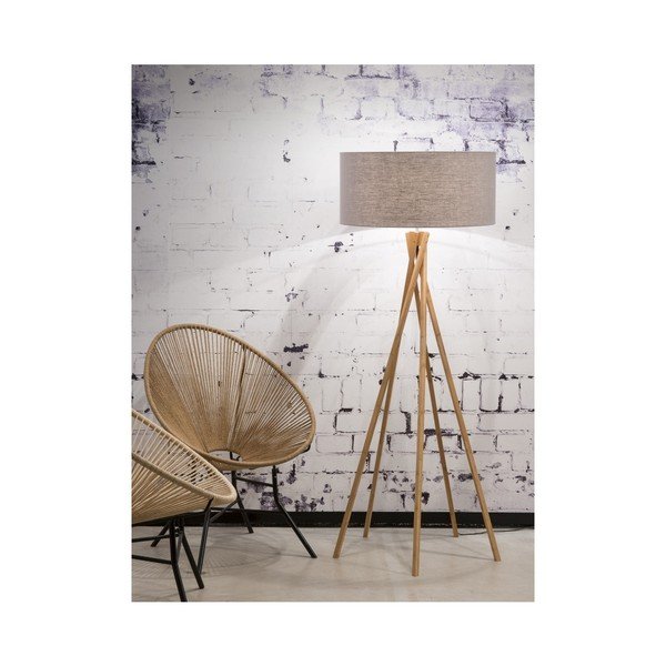 Lampadar din bambus Good&Mojo Kilimanjaro, abajur gri deschis-image-3