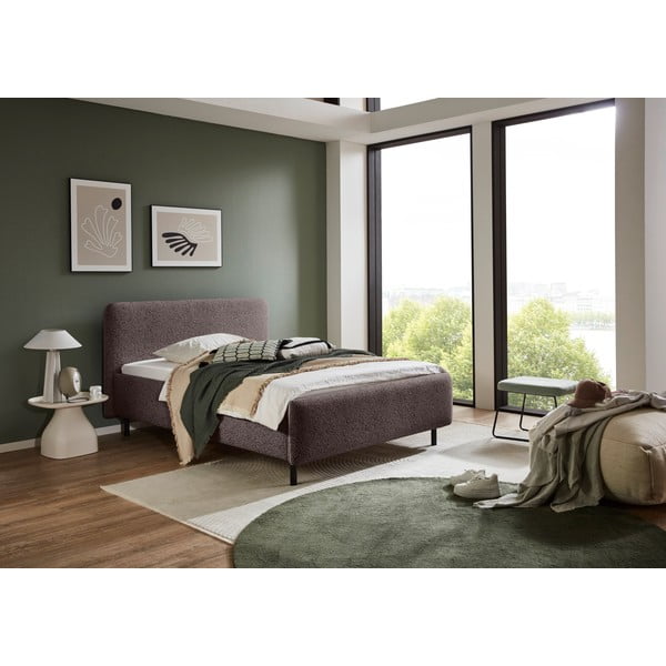 Pat matrimonial gri antracit tapițat cu spațiu de depozitare cu somieră 180x200 cm Primo – Meise Möbel-image-1