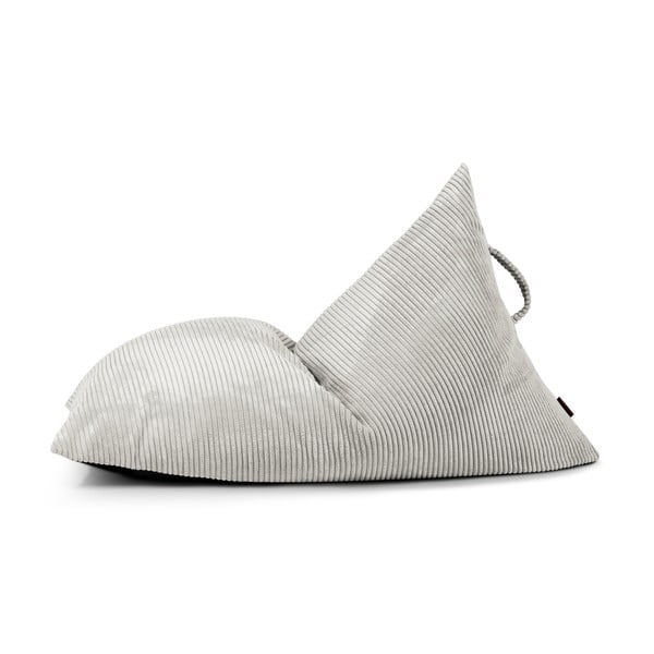 Fotoliu puf pentru copii crem cu tapițerie din catifea reiată Razzy – SLOWDOWN