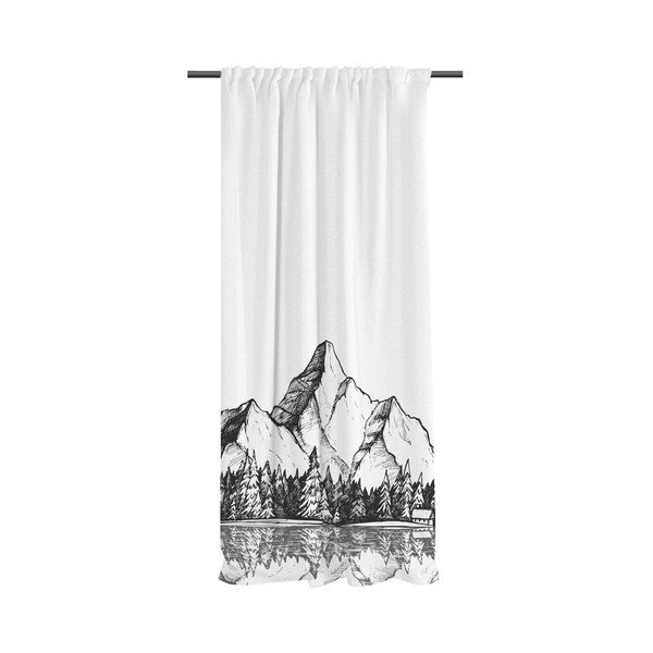 Draperie alb-negru din bumbac satinat 110x250 cm Cabin in the Mountain – Butter Kings