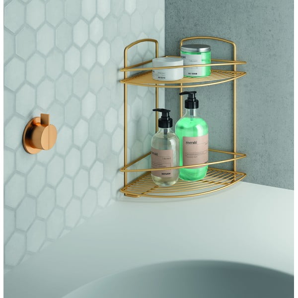 Raft pentru baie auriu de colț din oțel Onda – Metaltex-image-1