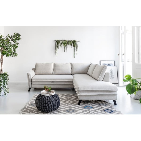 Colțar extensibil cu șezlong pe partea dreaptă Miuform Charming Charlie L, bej deschis-image-1