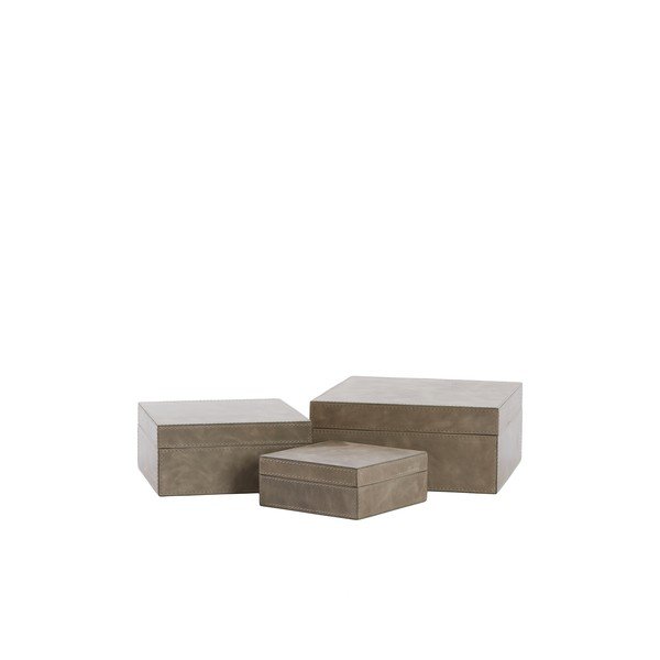 Cutii de depozitare din piele cu capac/decorative 3 buc. Kae – Light & Living-image-3