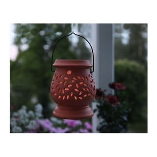 Felinar LED pentru exterior Star Trading Clay, roșu, înălțime 14 cm
