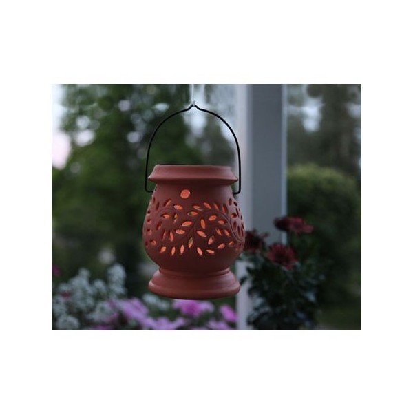 Felinar LED pentru exterior Star Trading Clay, roșu, înălțime 14 cm-image-2