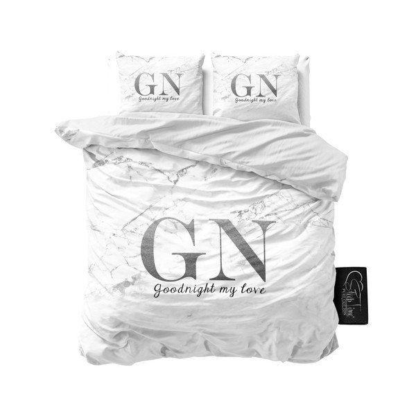 Lenjerie din bumbac, pat dublu Sleeptime Good Night Silver, 240 x 220 cm