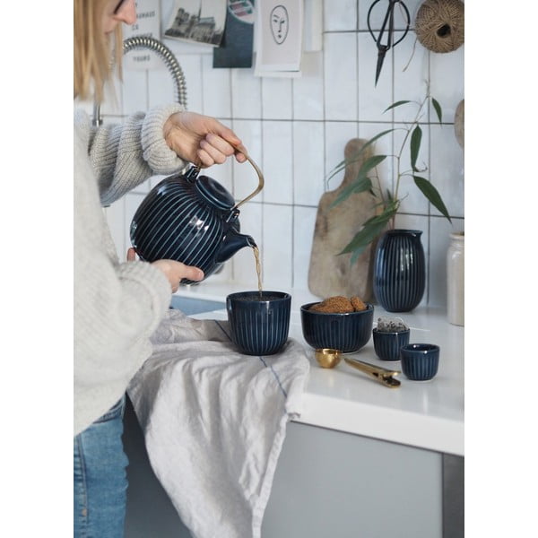 Ceainic din porțelan Kähler Design Hammershoi, 1,2 l, albastru închis-image-1