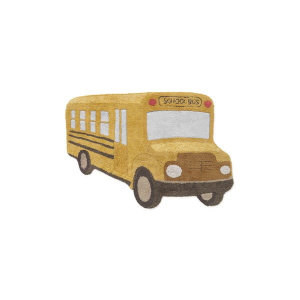Covor pentru copii galben ocru lavabil, țesut manual din bumbac 90x130 cm School Bus – Lorena Canals