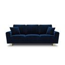Canapea albastră extensibilă, cu spațiu de depozitare cu tapițerie din catifea 235 cm Kyoto – Cosmopolitan Design