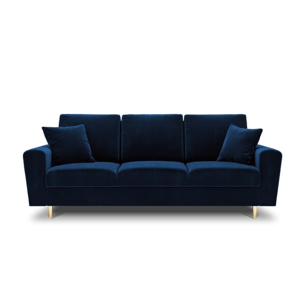 Canapea albastră extensibilă, cu spațiu de depozitare cu tapițerie din catifea 235 cm Kyoto – Cosmopolitan Design