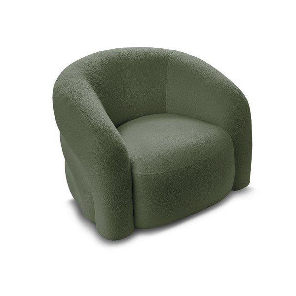 Fotoliu verde pivotant cu tapițerie din țesătură bouclé Elina – Bobochic Paris-image-3
