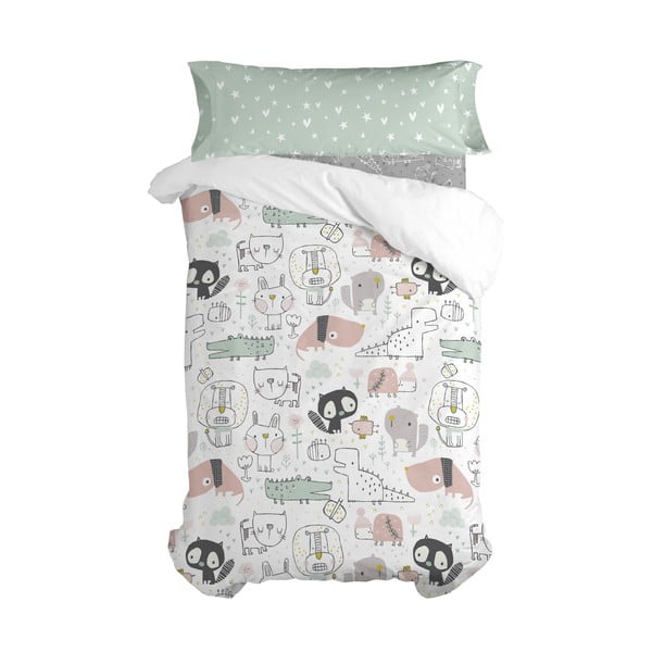 Cearceaf din bumbac pentru copii Moshi Moshi Best Buddies, 90 x 200 cm-image-2