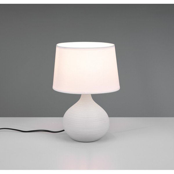 Veioză din ceramică și pânză Reality Martin, înălțime 29 cm, alb-taupe-image-2