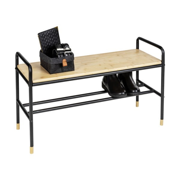 Pantofar negru/natural  cu bancă din metal Loft – Wenko-image-4