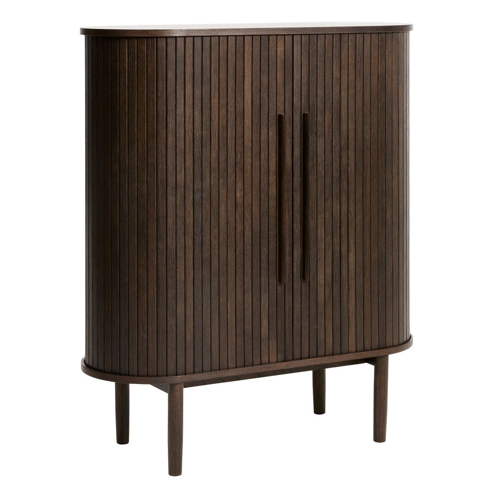 Dulap în culoare naturală închisă cu aspect de lemn de stejar cu ușă glisantă 100x118x40 cm Meta – Unique Furniture