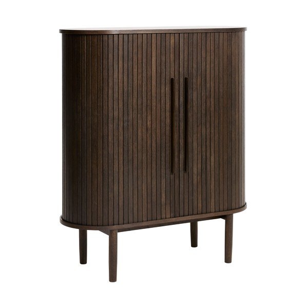 Dulap în culoare naturală închisă cu aspect de lemn de stejar cu ușă glisantă 100x118x40 cm Meta – Unique Furniture