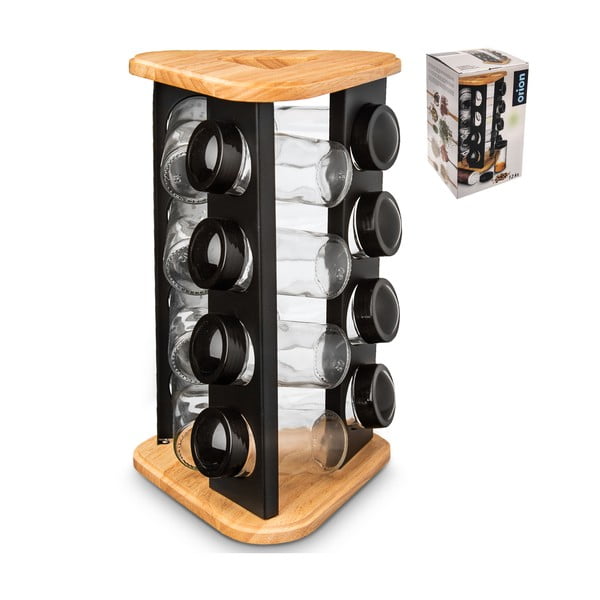 Recipiente de condimente cu suport 12 buc. Black – Orion-image-1