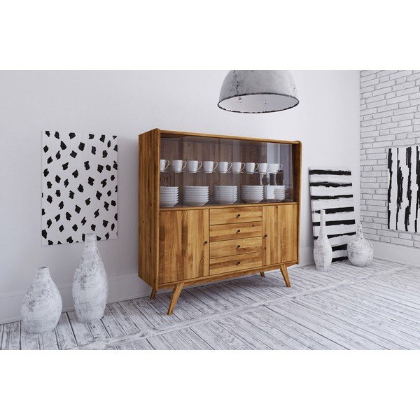 Vitrină din stejar 160x154 cm Retro - The Beds-image-1