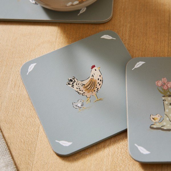 Coasters gri 4 buc. din plută Hen House Lane – Cooksmart ®-image-3