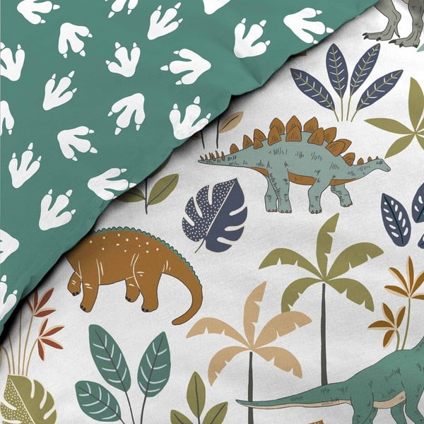 Lenjerie de pat pentru copii albă-verde din bumbac pentru pat de o persoană 140x200 cm Dina – douceur d'intérieur-image-2