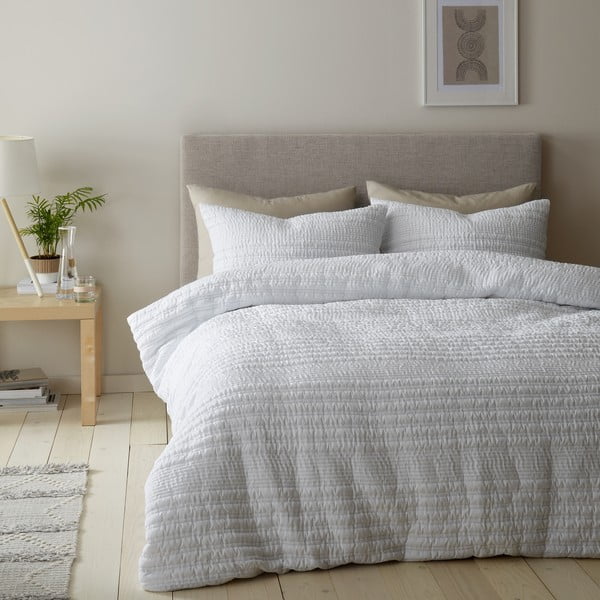 Lenjerie de pat albă pentru pat dublu 200x200 cm Lennon Stripe – Catherine Lansfield